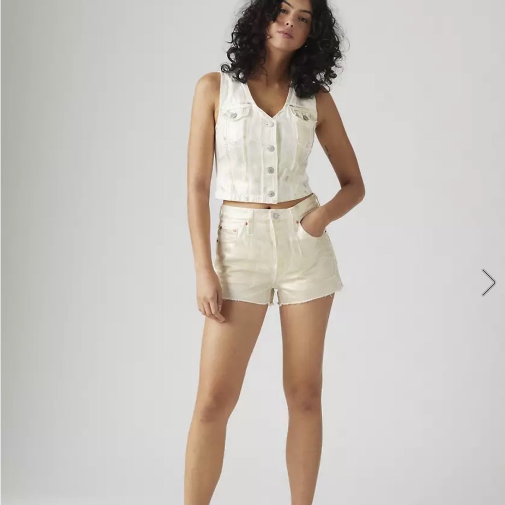 Levi's sleeveless cropped metallic Bella Denim Vest size M NWT - Picture 6 of 13